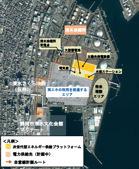 写真）清水製油所跡地（清水油槽所内遊休地）位置図